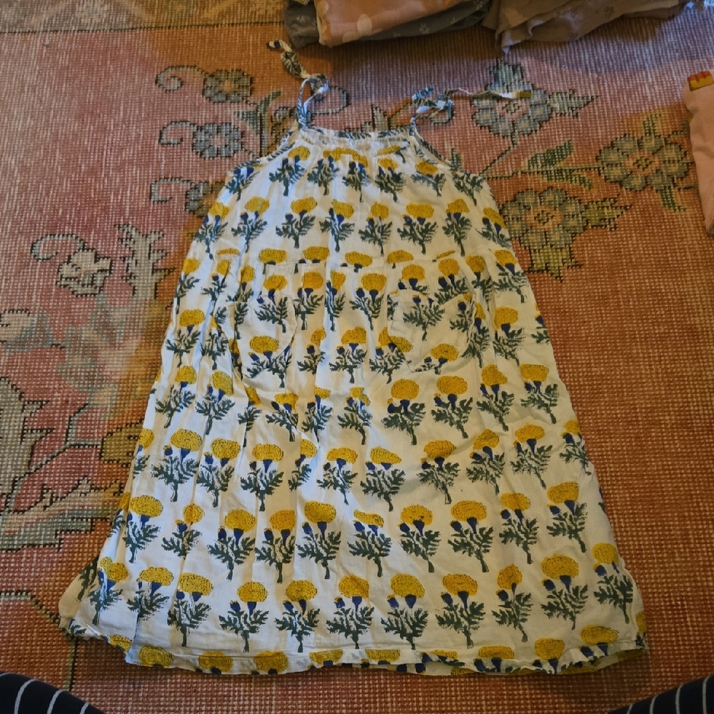 Little Fry Floral Kids Dress - Yellow and Green